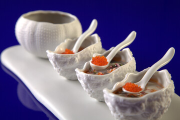 artistic and visual food, tasting, desserts and seafood