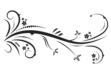 Drawing vector graphics with a floral pattern element for design. Abstract black tribal floral natural design isolated on white background