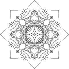 Easy Mandala coloring book simple and basic for beginners, seniors and children. Set of Mehndi flower pattern for Henna drawing and tattoo. Decoration in ethnic oriental, Indian style.