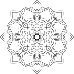 Easy Mandala coloring book simple and basic for beginners, seniors and children. Set of Mehndi flower pattern for Henna drawing and tattoo. Decoration in ethnic oriental, Indian style.