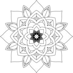 Easy Mandala coloring book simple and basic for beginners, seniors and children. Set of Mehndi flower pattern for Henna drawing and tattoo. Decoration in ethnic oriental, Indian style.