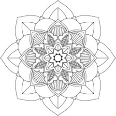 Easy Mandala coloring book simple and basic for beginners, seniors and children. Set of Mehndi flower pattern for Henna drawing and tattoo. Decoration in ethnic oriental, Indian style.