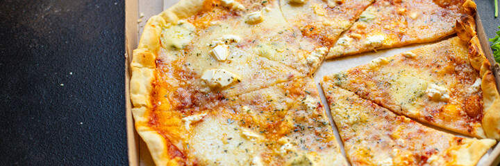 pizza cheese tomato sauce cheeses fresh fast food on the table tasty copy space for text food background rustic