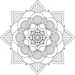 Easy Mandala coloring book simple and basic for beginners, seniors and children. Set of Mehndi flower pattern for Henna drawing and tattoo. Decoration in ethnic oriental, Indian style.