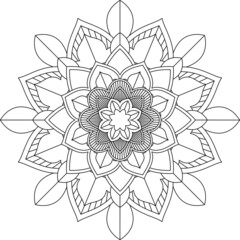 Easy Mandala coloring book simple and basic for beginners, seniors and children. Set of Mehndi flower pattern for Henna drawing and tattoo. Decoration in ethnic oriental, Indian style.