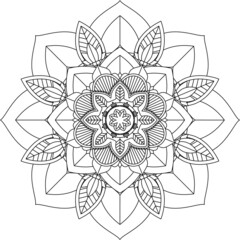 Easy Mandala coloring book simple and basic for beginners, seniors and children. Set of Mehndi flower pattern for Henna drawing and tattoo. Decoration in ethnic oriental, Indian style.