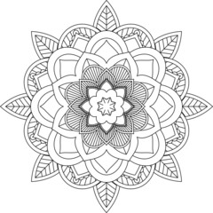 Easy Mandala coloring book simple and basic for beginners, seniors and children. Set of Mehndi flower pattern for Henna drawing and tattoo. Decoration in ethnic oriental, Indian style.