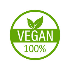 Vegan emblem. Vegan, great design for any purposes. Logo, symbol and background. Eco friendly vector illustration. Natural product. Vector icon design.