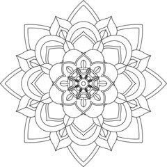 Easy Mandala coloring book simple and basic for beginners, seniors and children. Set of Mehndi flower pattern for Henna drawing and tattoo. Decoration in ethnic oriental, Indian style.