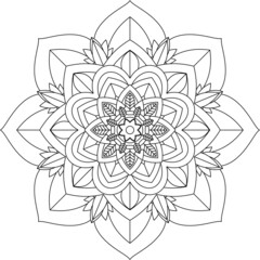 Easy Mandala coloring book simple and basic for beginners, seniors and children. Set of Mehndi flower pattern for Henna drawing and tattoo. Decoration in ethnic oriental, Indian style.