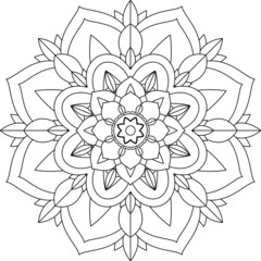 Easy Mandala coloring book simple and basic for beginners, seniors and children. Set of Mehndi flower pattern for Henna drawing and tattoo. Decoration in ethnic oriental, Indian style.