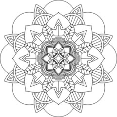Easy Mandala coloring book simple and basic for beginners, seniors and children. Set of Mehndi flower pattern for Henna drawing and tattoo. Decoration in ethnic oriental, Indian style.