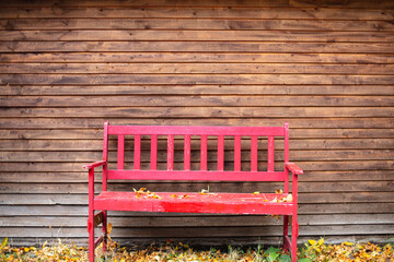 Rustic Red Wooden Bench