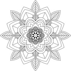 Easy Mandala coloring book simple and basic for beginners, seniors and children. Set of Mehndi flower pattern for Henna drawing and tattoo. Decoration in ethnic oriental, Indian style.