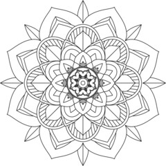 Easy Mandala coloring book simple and basic for beginners, seniors and children. Set of Mehndi flower pattern for Henna drawing and tattoo. Decoration in ethnic oriental, Indian style.