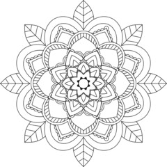 Easy Mandala coloring book simple and basic for beginners, seniors and children. Set of Mehndi flower pattern for Henna drawing and tattoo. Decoration in ethnic oriental, Indian style.