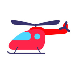 Cartoon toy helicopter flat vector illustration.