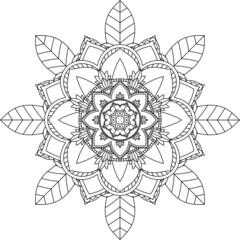 Easy Mandala coloring book simple and basic for beginners, seniors and children. Set of Mehndi flower pattern for Henna drawing and tattoo. Decoration in ethnic oriental, Indian style.