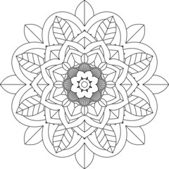 Easy Mandala coloring book simple and basic for beginners, seniors and children. Set of Mehndi flower pattern for Henna drawing and tattoo. Decoration in ethnic oriental, Indian style.