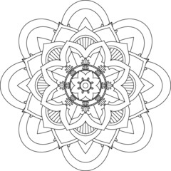 Easy Mandala coloring book simple and basic for beginners, seniors and children. Set of Mehndi flower pattern for Henna drawing and tattoo. Decoration in ethnic oriental, Indian style.
