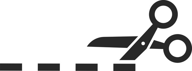 The scissors icon. Cut here symbol. Flat