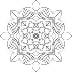 Easy Mandala coloring book simple and basic for beginners, seniors and children. Set of Mehndi flower pattern for Henna drawing and tattoo. Decoration in ethnic oriental, Indian style.