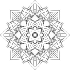 Easy Mandala coloring book simple and basic for beginners, seniors and children. Set of Mehndi flower pattern for Henna drawing and tattoo. Decoration in ethnic oriental, Indian style.