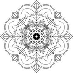 Easy Mandala coloring book simple and basic for beginners, seniors and children. Set of Mehndi flower pattern for Henna drawing and tattoo. Decoration in ethnic oriental, Indian style.