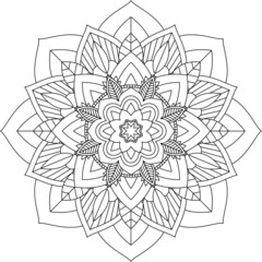 Easy Mandala coloring book simple and basic for beginners, seniors and children. Set of Mehndi flower pattern for Henna drawing and tattoo. Decoration in ethnic oriental, Indian style.