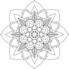 Easy Mandala coloring book simple and basic for beginners, seniors and children. Set of Mehndi flower pattern for Henna drawing and tattoo. Decoration in ethnic oriental, Indian style.