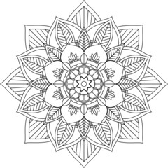 Easy Mandala coloring book simple and basic for beginners, seniors and children. Set of Mehndi flower pattern for Henna drawing and tattoo. Decoration in ethnic oriental, Indian style.