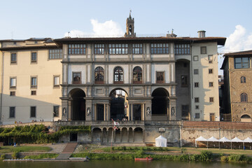 Exterior of the Uffizi Museum in Florence, Tuscany, Italy.