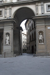 Fototapeta na wymiar Exterior of the Uffizi Museum in Florence, Tuscany, Italy.