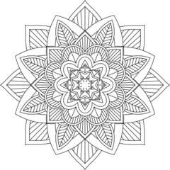 Easy Mandala coloring book simple and basic for beginners, seniors and children. Set of Mehndi flower pattern for Henna drawing and tattoo. Decoration in ethnic oriental, Indian style.