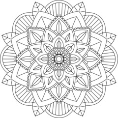Easy Mandala coloring book simple and basic for beginners, seniors and children. Set of Mehndi flower pattern for Henna drawing and tattoo. Decoration in ethnic oriental, Indian style.