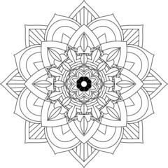Easy Mandala coloring book simple and basic for beginners, seniors and children. Set of Mehndi flower pattern for Henna drawing and tattoo. Decoration in ethnic oriental, Indian style.