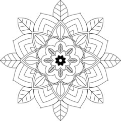 Easy Mandala coloring book simple and basic for beginners, seniors and children. Set of Mehndi flower pattern for Henna drawing and tattoo. Decoration in ethnic oriental, Indian style.