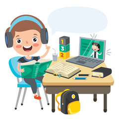 Online Learning Concept With Cartoon Character