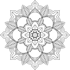 Easy Mandala coloring book simple and basic for beginners, seniors and children. Set of Mehndi flower pattern for Henna drawing and tattoo. Decoration in ethnic oriental, Indian style.