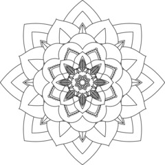 Easy Mandala coloring book simple and basic for beginners, seniors and children. Set of Mehndi flower pattern for Henna drawing and tattoo. Decoration in ethnic oriental, Indian style.