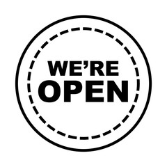 we are open seal stamp line style icon design of Shopping commerce and covid 19 theme Vector illustration