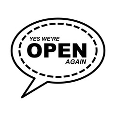 we are open bubble line style icon design of Shopping commerce and covid 19 theme Vector illustration