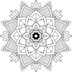 Easy Mandala coloring book simple and basic for beginners, seniors and children. Set of Mehndi flower pattern for Henna drawing and tattoo. Decoration in ethnic oriental, Indian style.