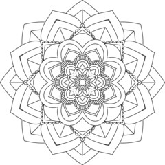Easy Mandala coloring book simple and basic for beginners, seniors and children. Set of Mehndi flower pattern for Henna drawing and tattoo. Decoration in ethnic oriental, Indian style.