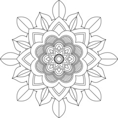 Easy Mandala coloring book simple and basic for beginners, seniors and children. Set of Mehndi flower pattern for Henna drawing and tattoo. Decoration in ethnic oriental, Indian style.