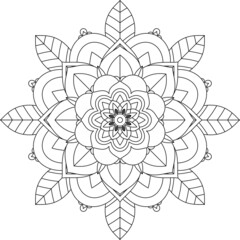 Easy Mandala coloring book simple and basic for beginners, seniors and children. Set of Mehndi flower pattern for Henna drawing and tattoo. Decoration in ethnic oriental, Indian style.