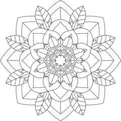 Easy Mandala coloring book simple and basic for beginners, seniors and children. Set of Mehndi flower pattern for Henna drawing and tattoo. Decoration in ethnic oriental, Indian style.