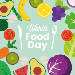 World food day poster. Fruits and vegetables - Vector