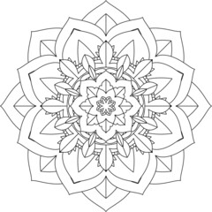 Easy Mandala coloring book simple and basic for beginners, seniors and children. Set of Mehndi flower pattern for Henna drawing and tattoo. Decoration in ethnic oriental, Indian style.
