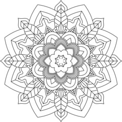 Easy Mandala coloring book simple and basic for beginners, seniors and children. Set of Mehndi flower pattern for Henna drawing and tattoo. Decoration in ethnic oriental, Indian style.